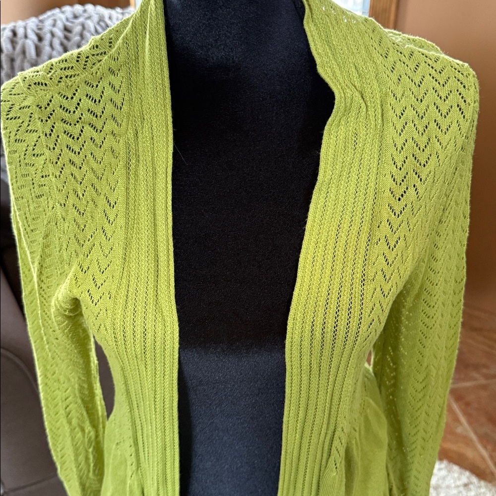 Investments Lime Open-Front Cardigan - Picture 2 of 5